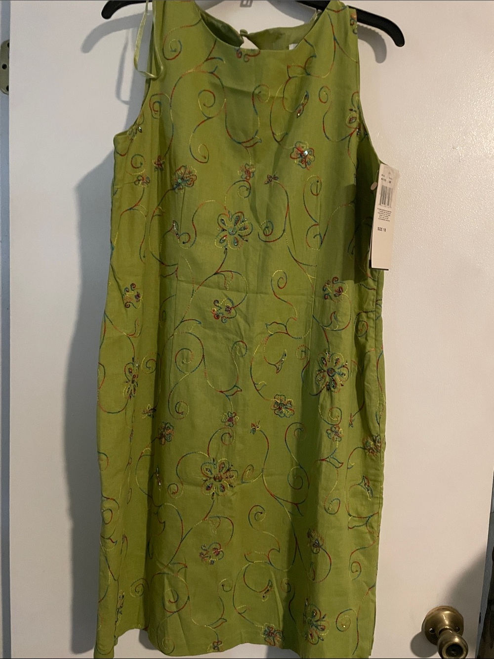 Ultra Dress Collection Lime Green Floral Embroidered Knee length Dress